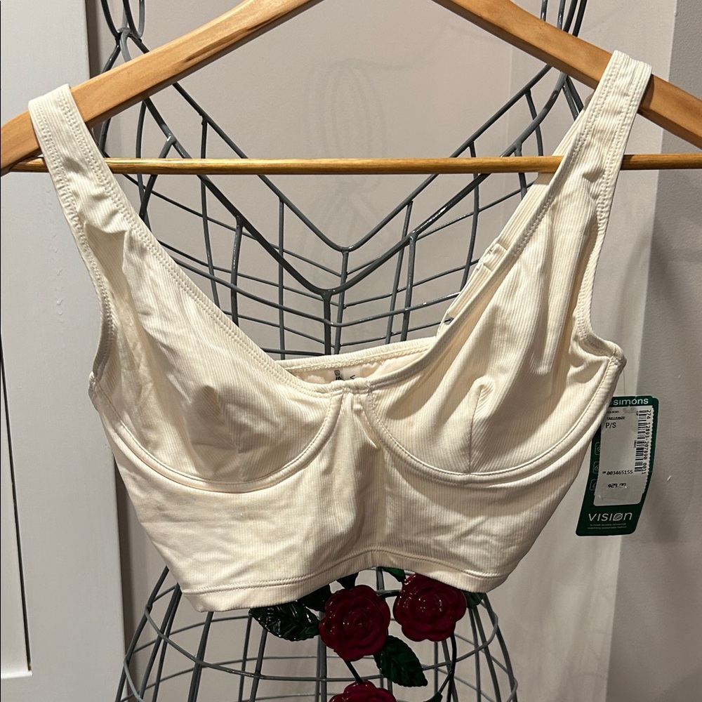 Simons Off-White Ribbed Top